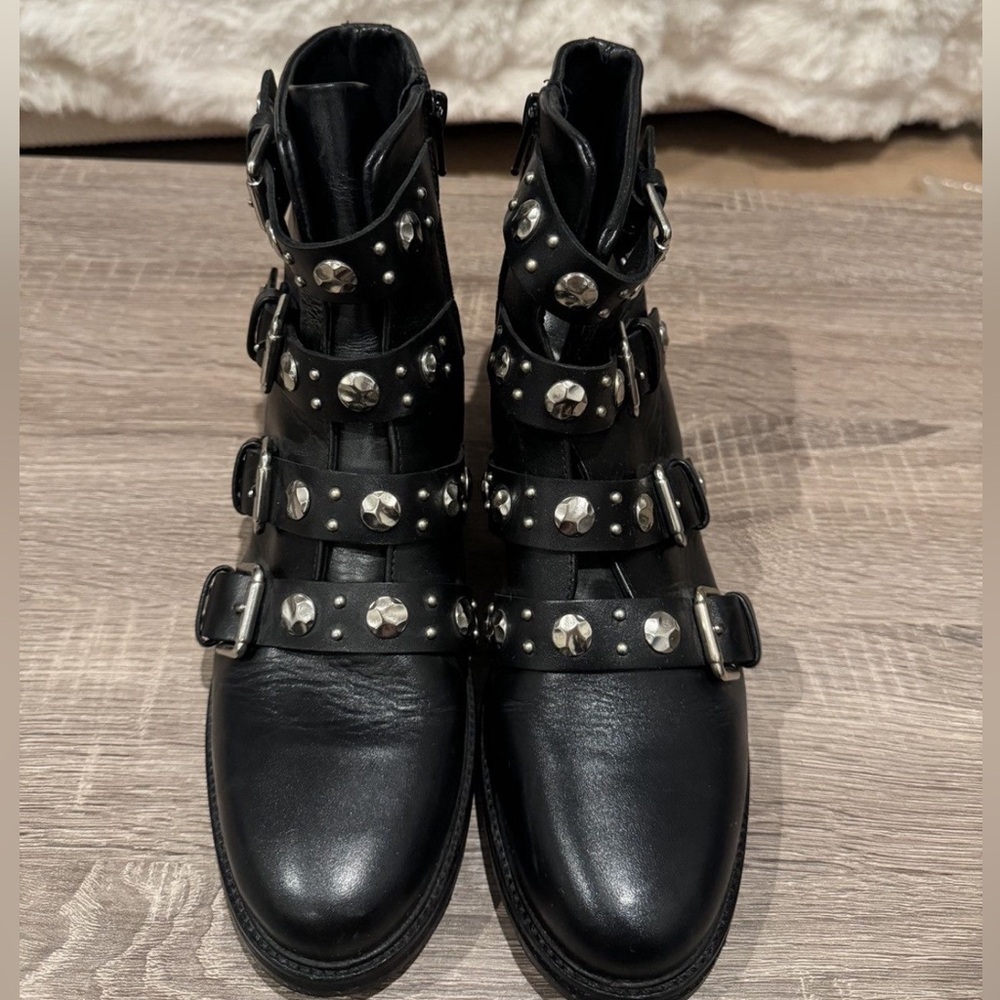 Maje Black Leather Anckle Boots